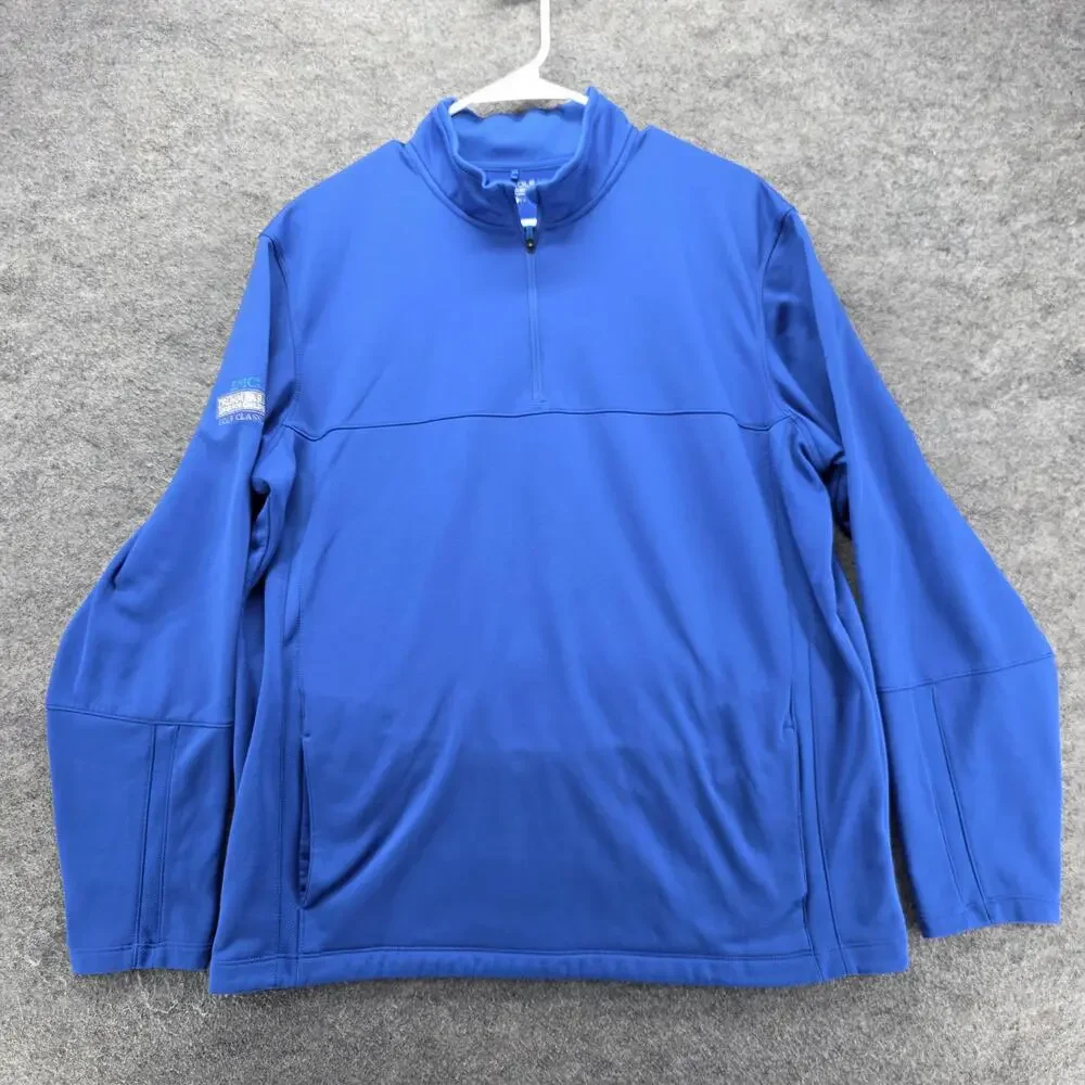 Nike Sweatshirt Mens L Blue Pullover 1/4 Zip Pockets Therma-Fit Golf Embroidered